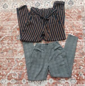 Striped and Plaid Pants Set Size:S